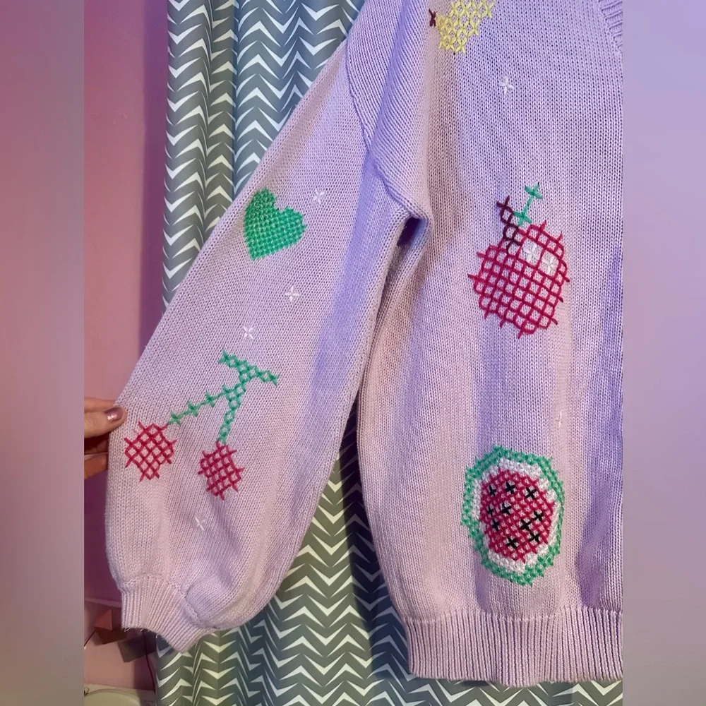 Olivia Rubin | Flora Fruit Cross Stitch Cardigan, size M - Picture 4 of 10